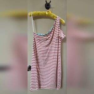 Maeve One-Shoulder Dress with Red Stripes